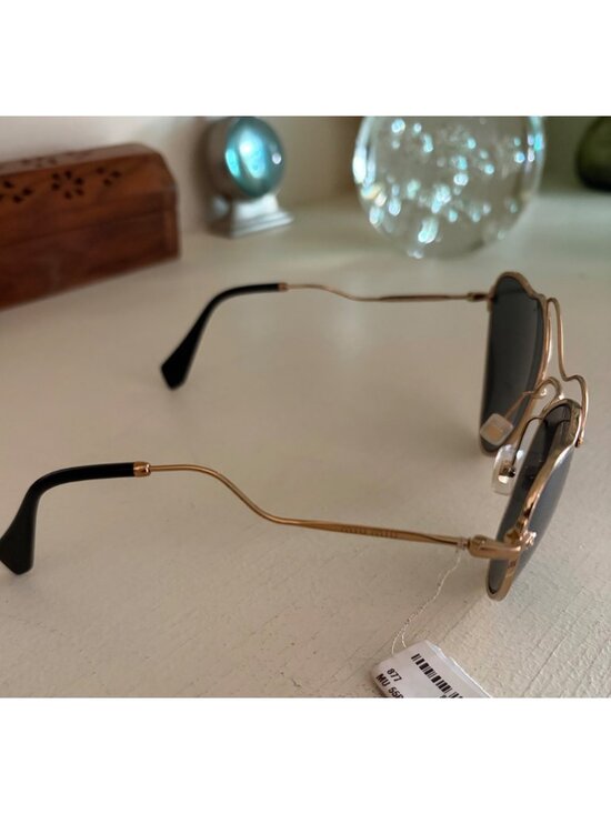 NWT Women\'s Miu Miu Oversized Butterfly Sunglasses Antique Gold Frame Gray Lens main image 7